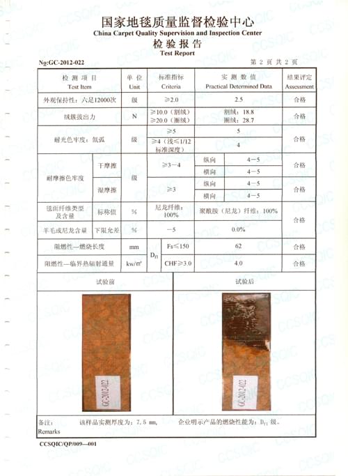 钻石地毯国家抽检报告